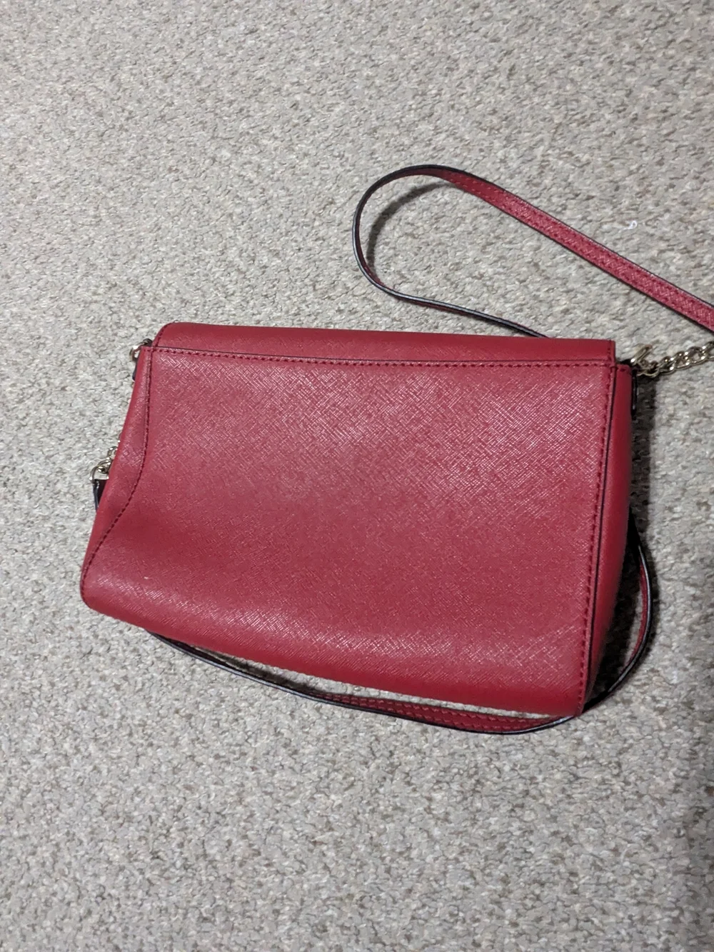 Kate Spade Red Structured Crossbody Bag with Gold Hardware